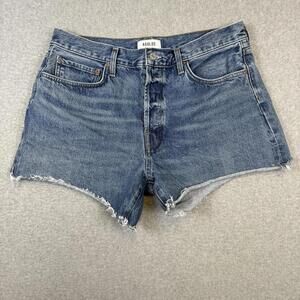 Agolde Women's Size 31 Parker Long Denim Shorts Distressed Hem